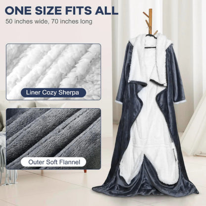Wearable Heated Blanket with Sleeves, Hood & Foot Pocket (50×70 inch)